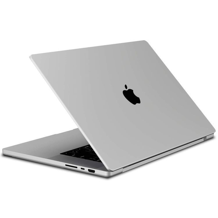 Silver MacBook, back view